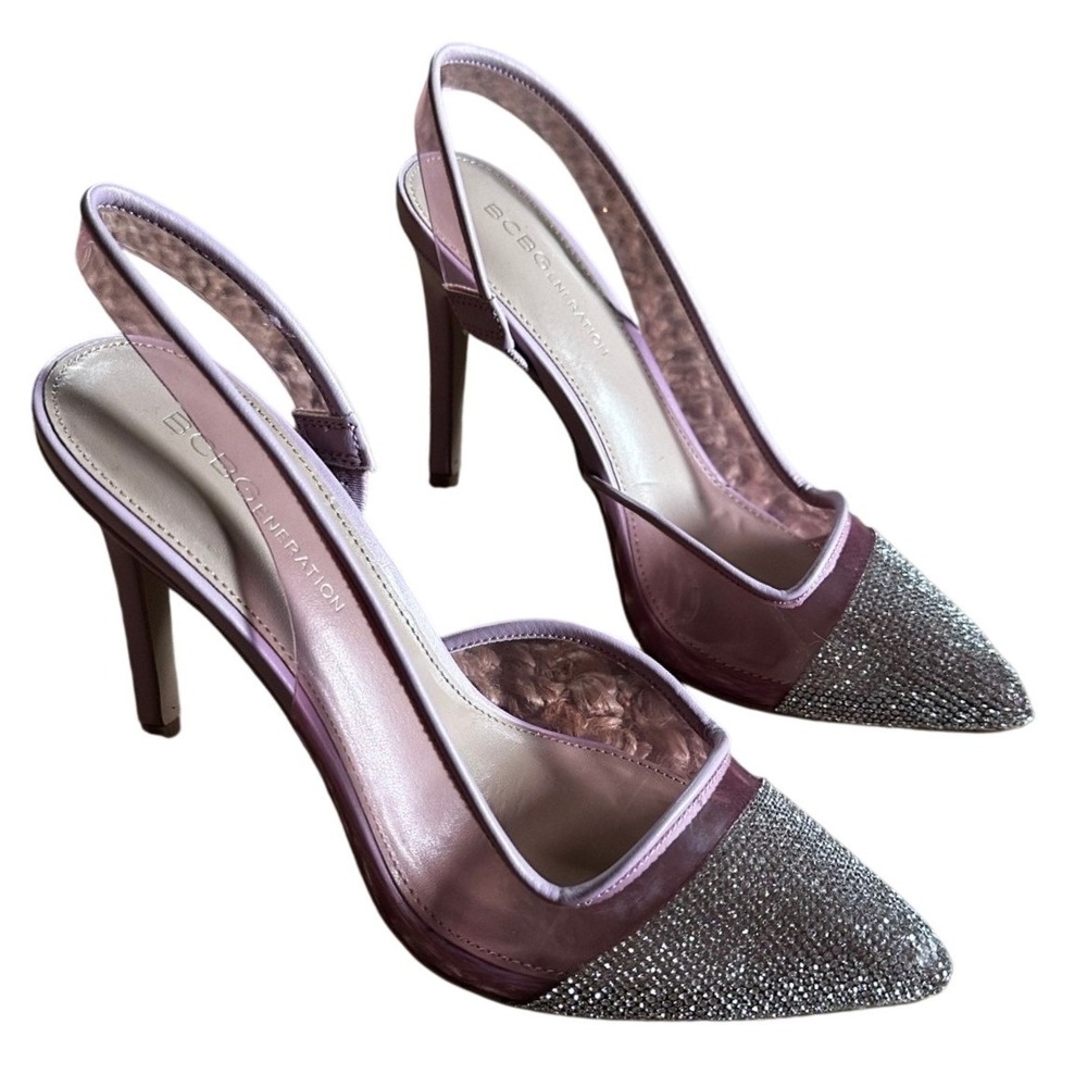 BCBGeneration Lavender Purple Rhinestone Cap Toe Heels Women's 7
